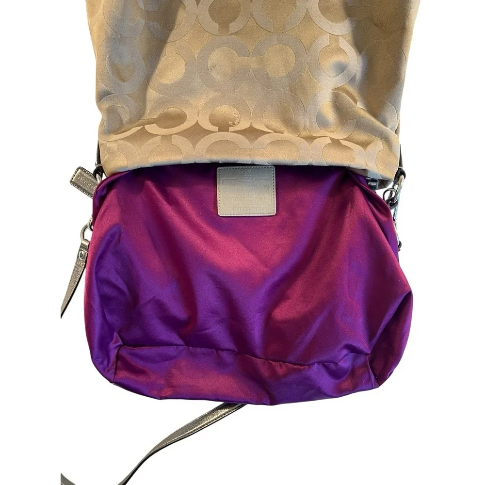 Coach‎ Madison 21121 Shoulder Bag Op Art Sateen Isabelle Fabric Purse Beige